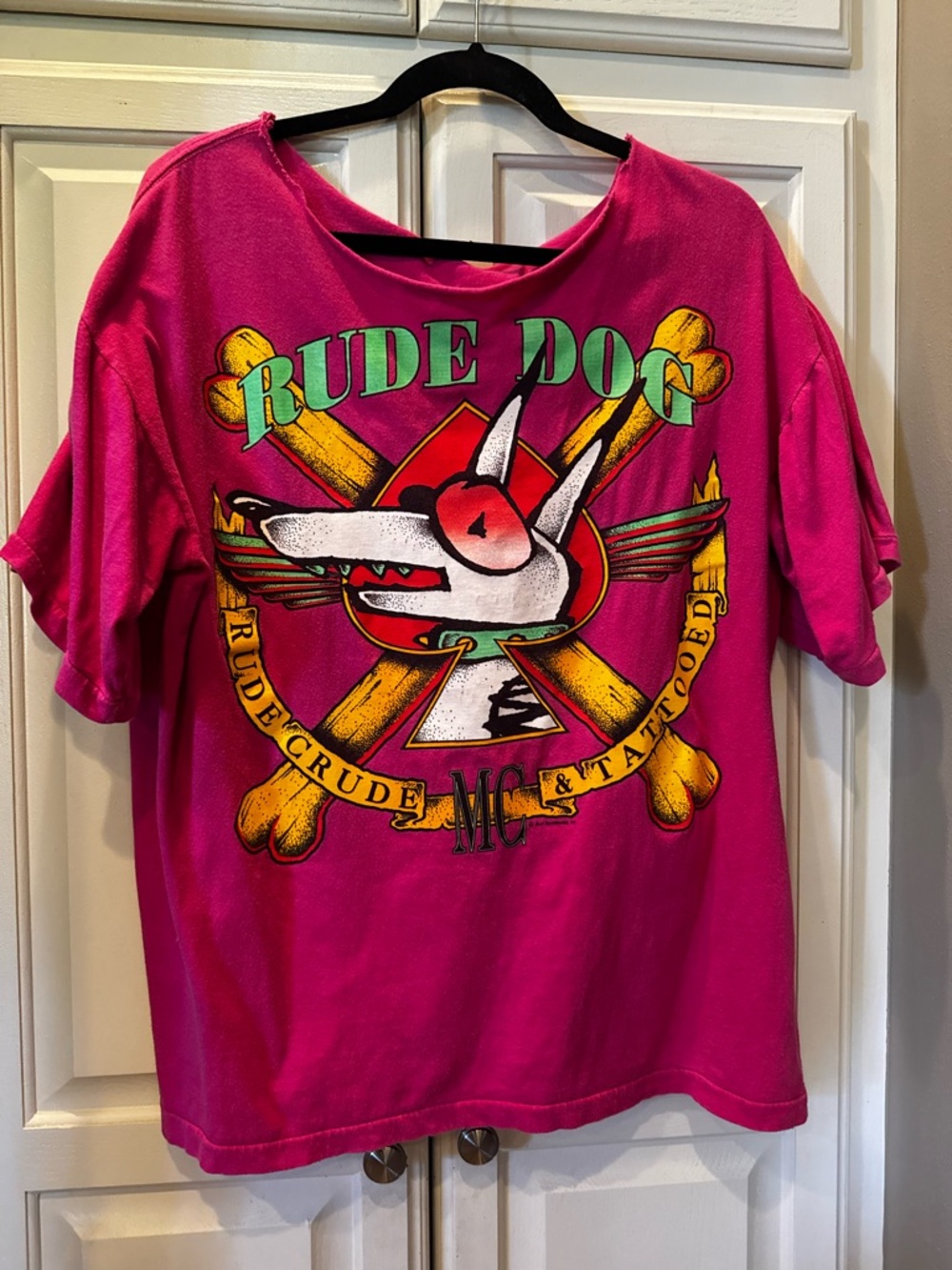 Vintage Rude Dog t-shirt shirt top Cartoon Rude Crude Tattooed MC 80s 90s HTF